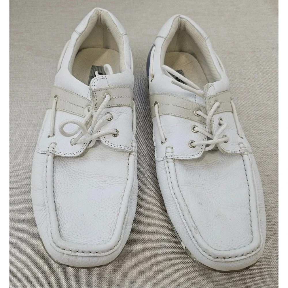 GBX Elite Boat Shoes Mens‎ 13M White Leather Loafers 00558731 Nautical Casual